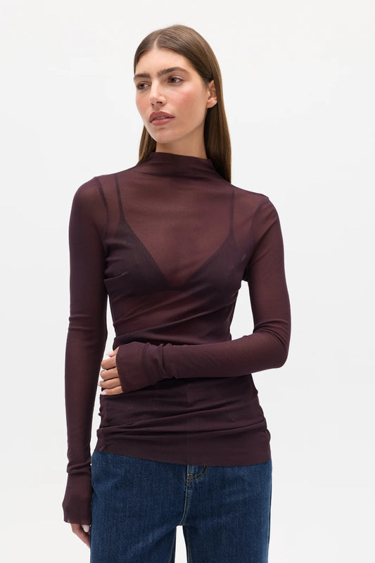 Crystal Mesh Top - Deep Garnet