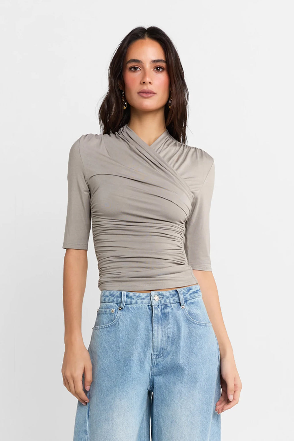 Adalia Half Sleeve Top - Steel
