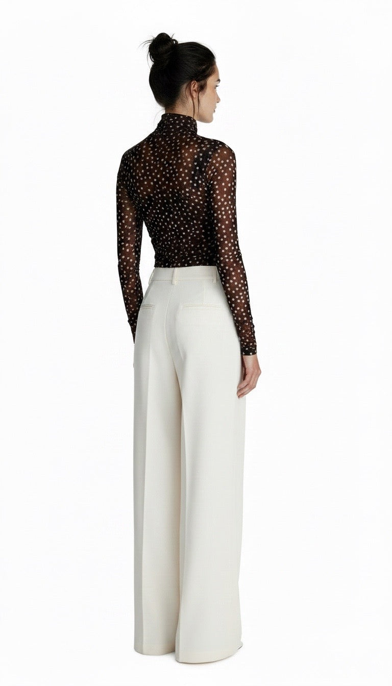 Celeste Polka Dot Mesh Top