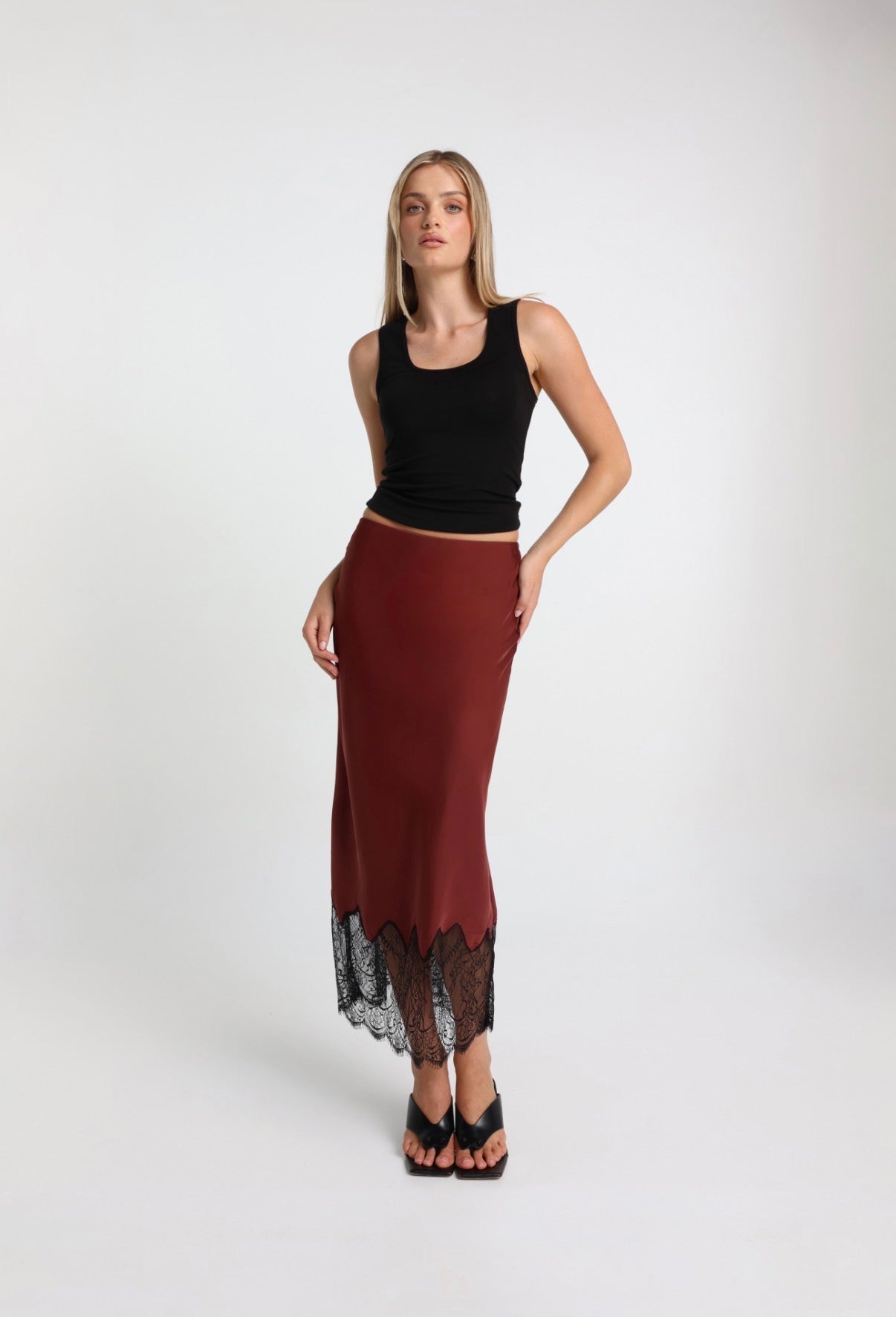 Luella Lace Maxi Skirt - Wine