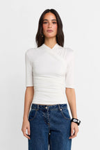 Adalia Half Sleeve Top - Cloud
