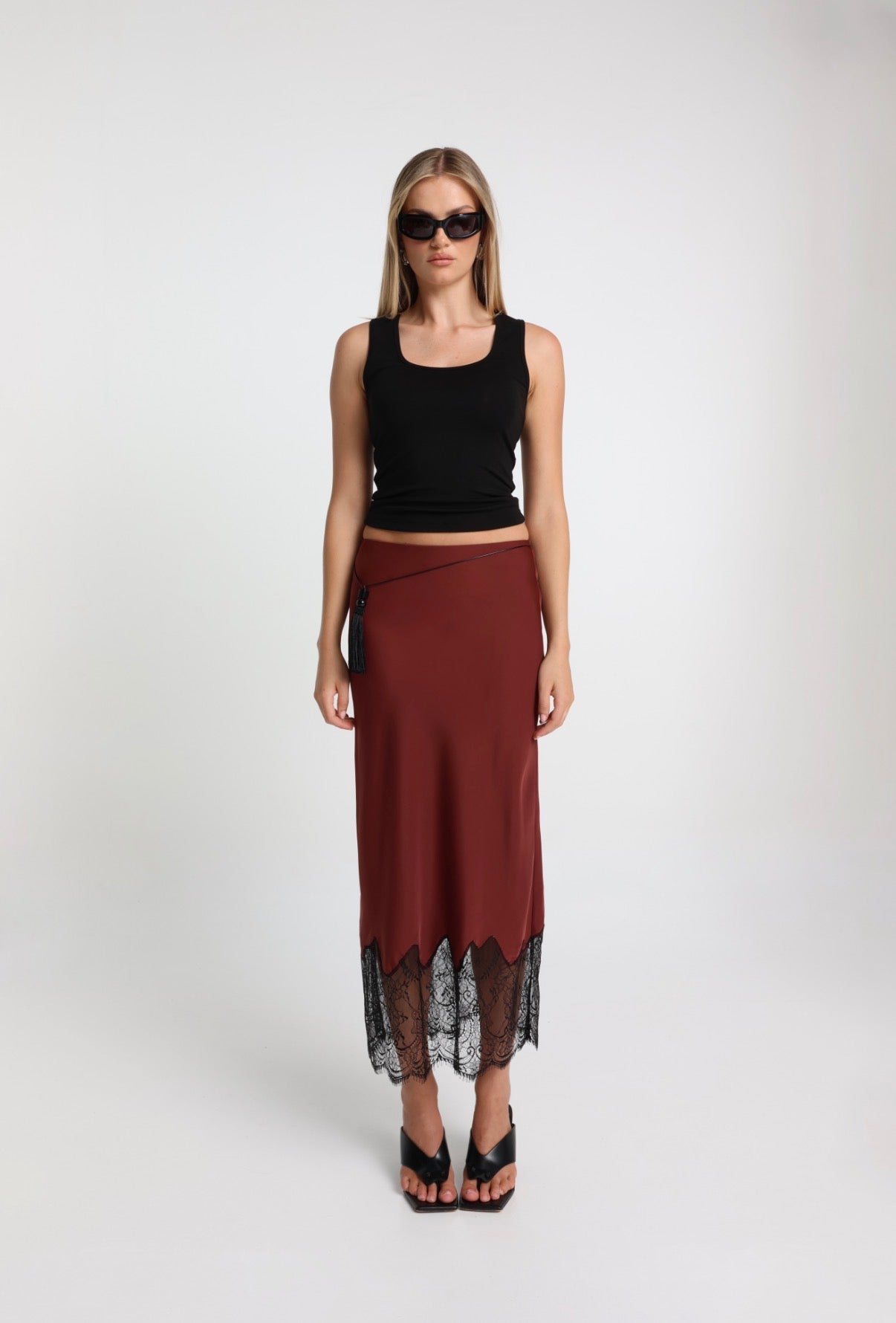 Luella Lace Maxi Skirt - Wine