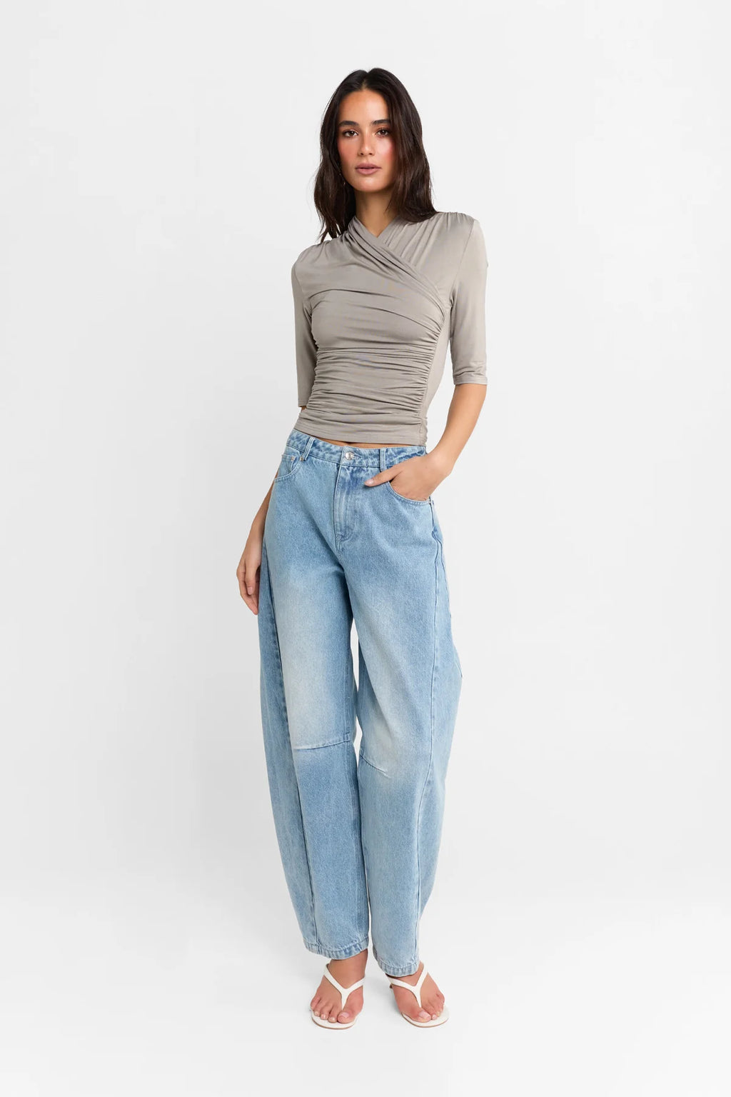 Adalia Half Sleeve Top - Steel