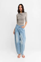 Adalia Half Sleeve Top - Steel