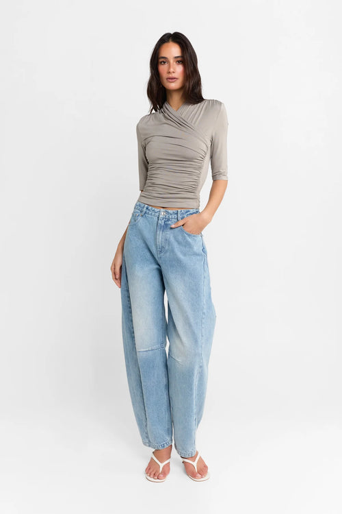 Adalia Half Sleeve Top - Steel