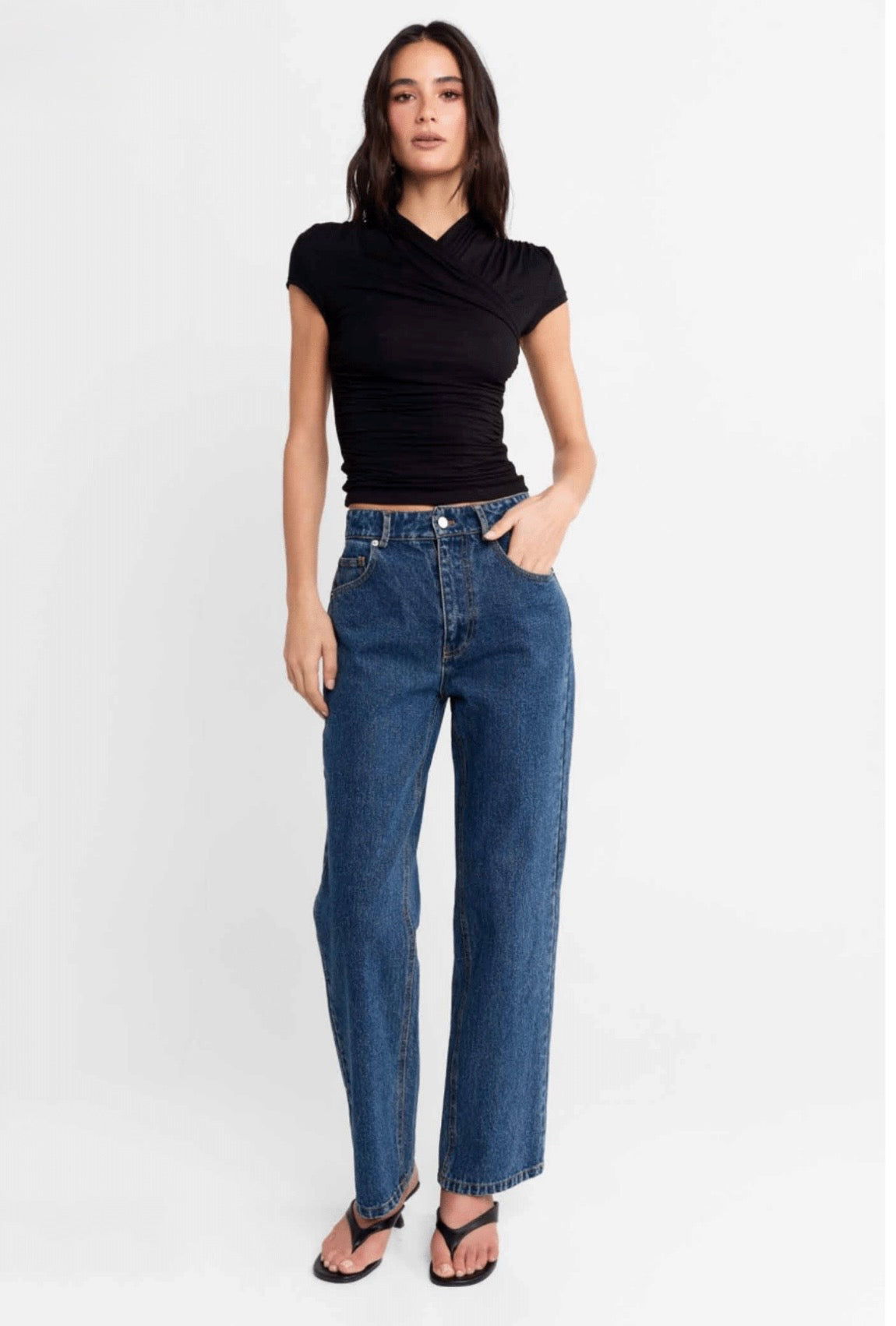 Adalia Cap Sleeve Top - Black