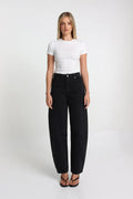 Cora Barrel Jean - Washed Black