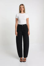 Cora Barrel Jean - Washed Black