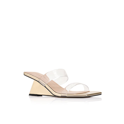 Bambi Wedge Heel - Clear & Gold