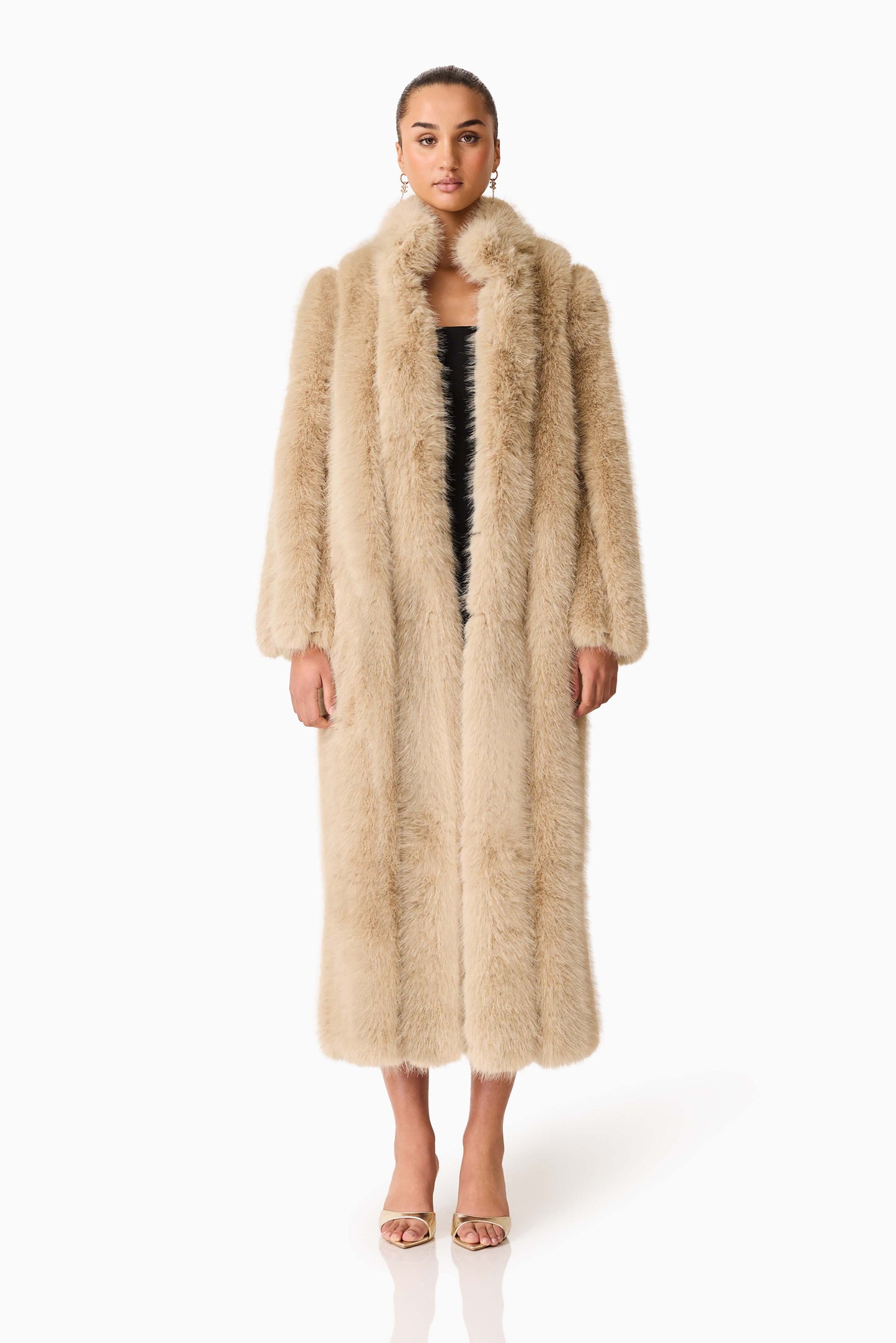 Lux Faux Fur Coat - Beige