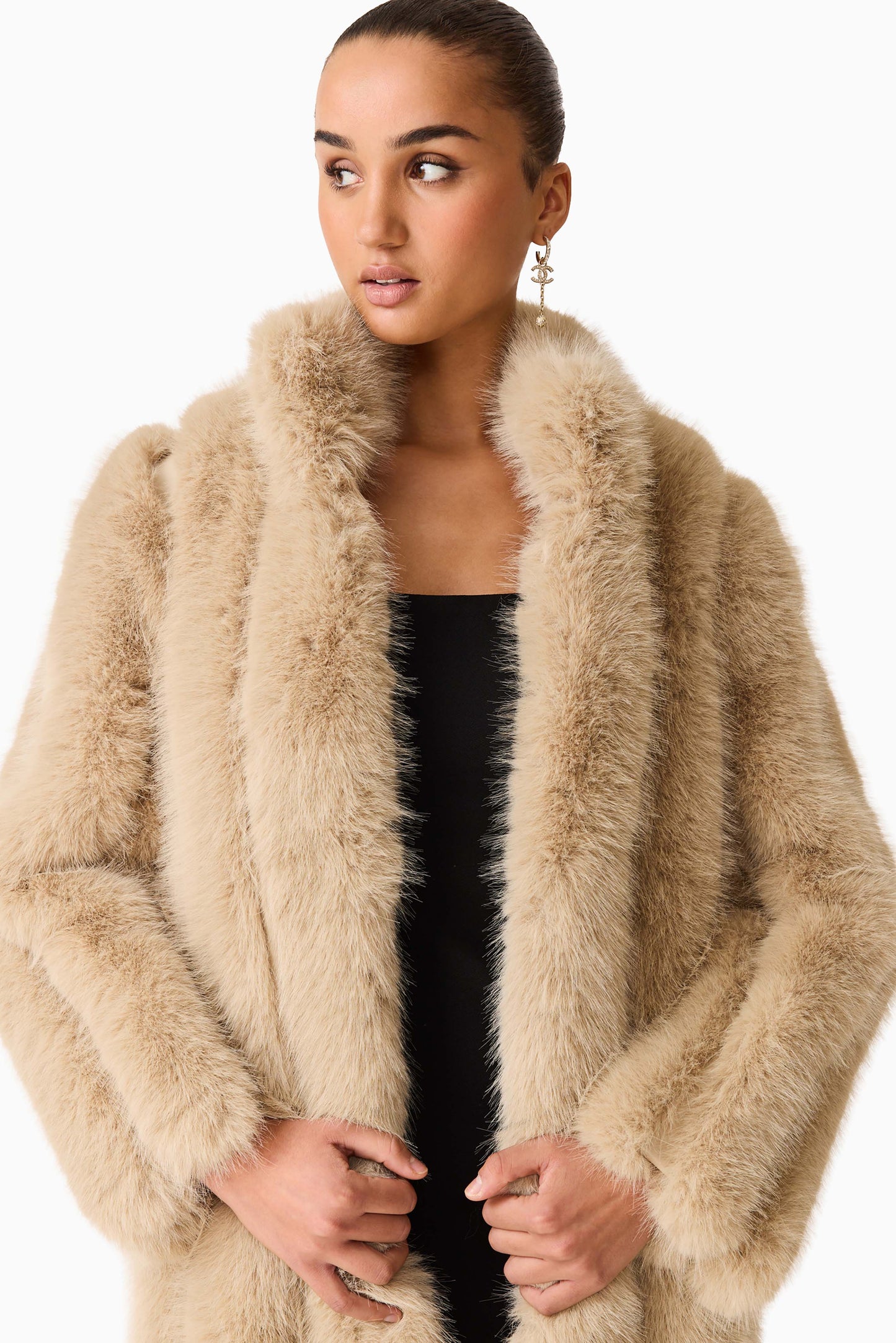 Lux Faux Fur Coat - Beige
