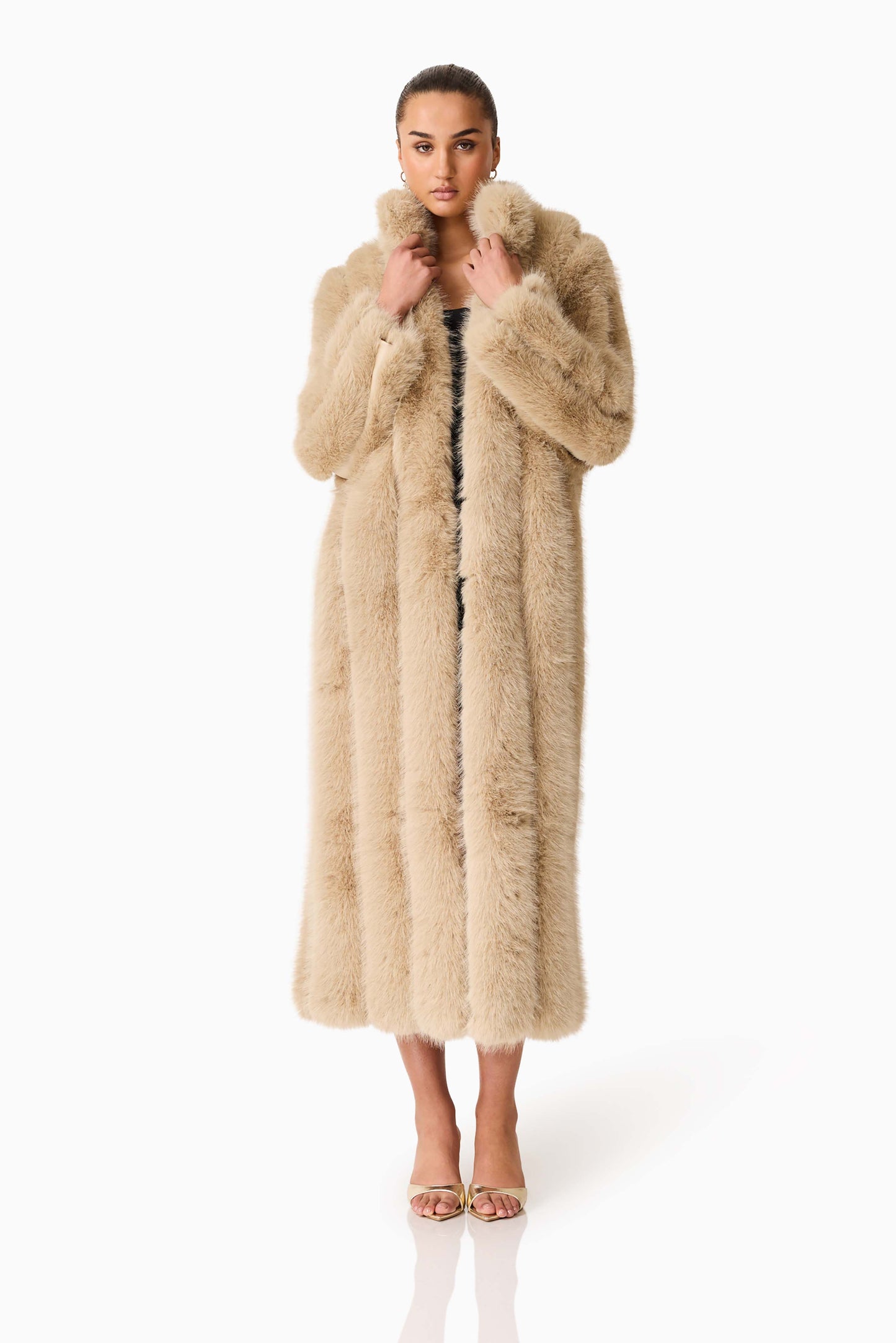 Lux Faux Fur Coat - Beige