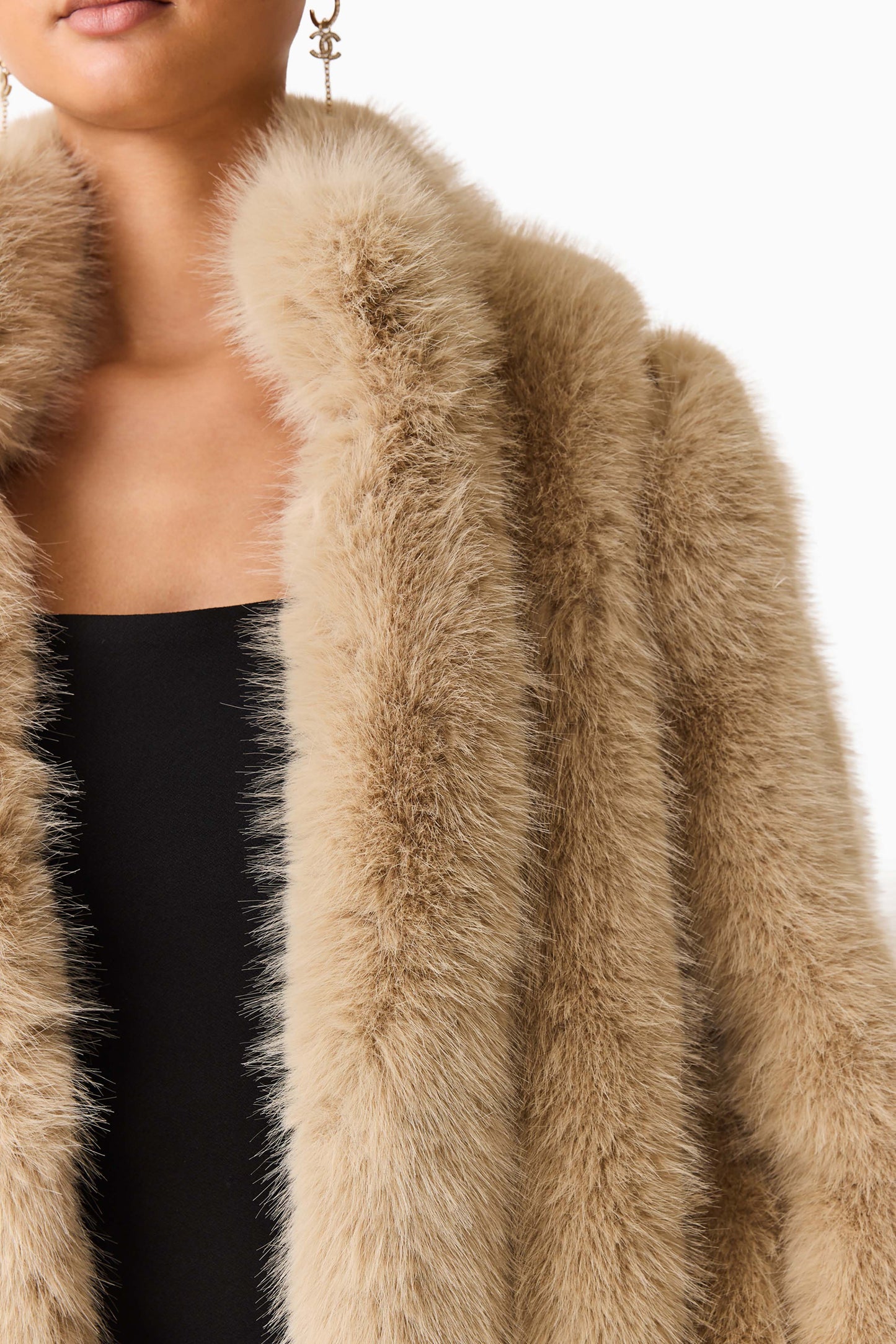 Lux Faux Fur Coat - Beige