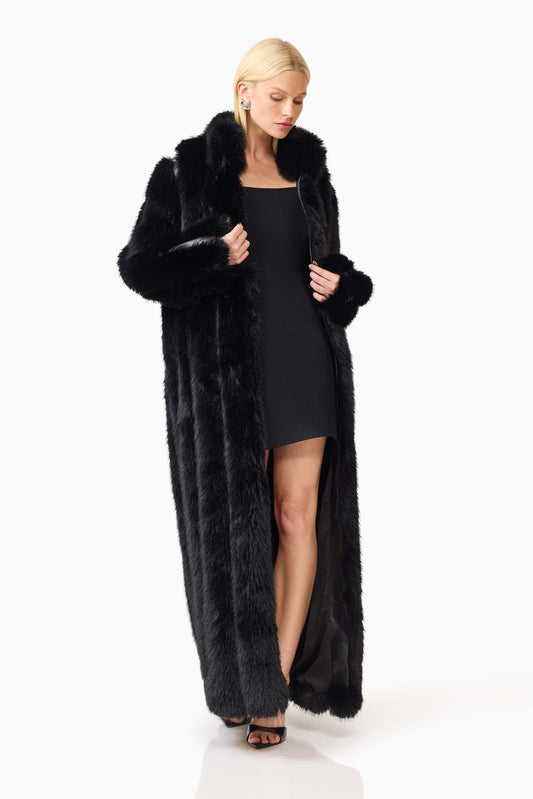 Lux Faux Fur Coat - Black