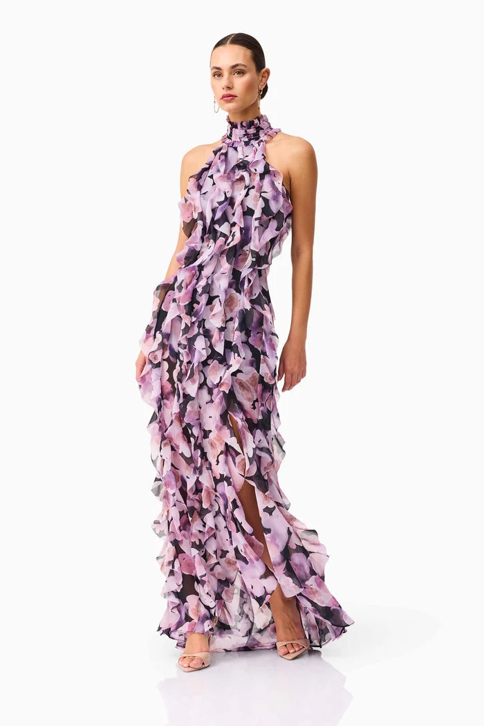 Solene Floral Halter Gown