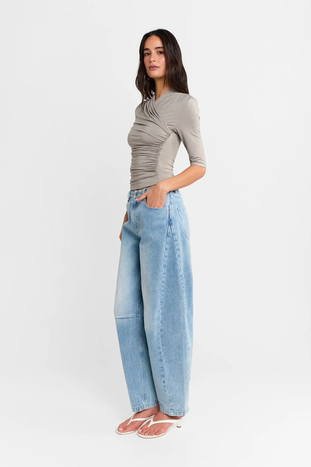 Adalia Half Sleeve Top - Steel
