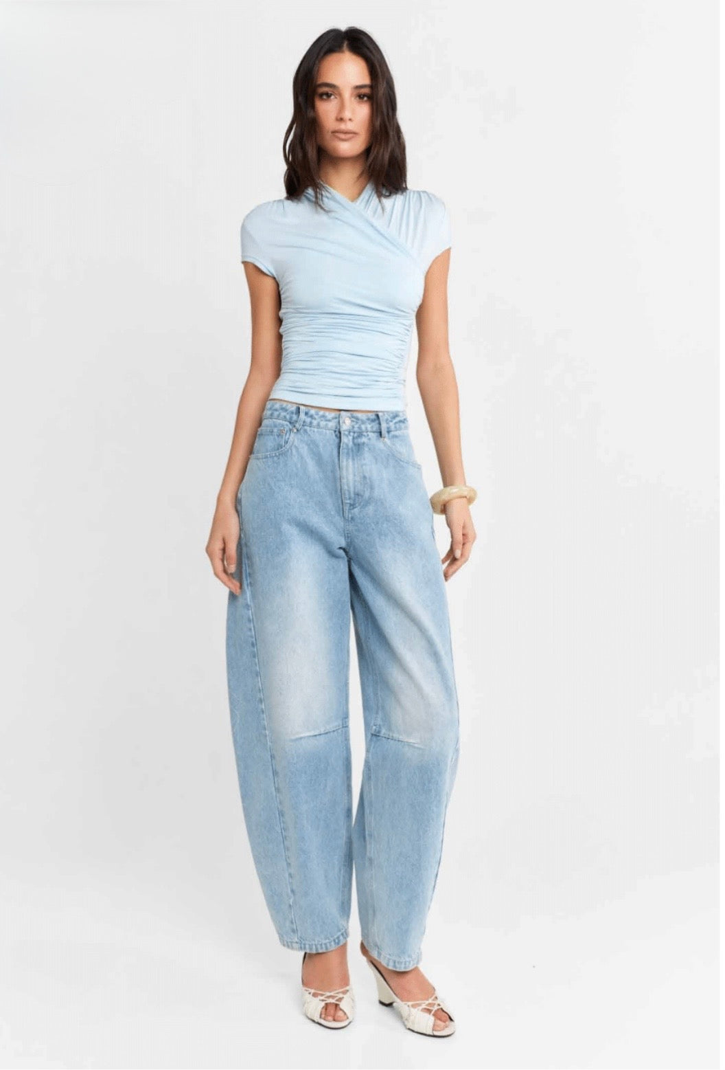 Adalia Cap Sleeve Top - Baby Blue