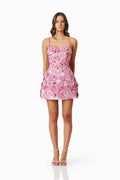 Rosette Floral Mini Dress