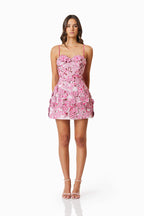 Rosette Floral Mini Dress
