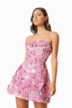 Rosette Floral Mini Dress