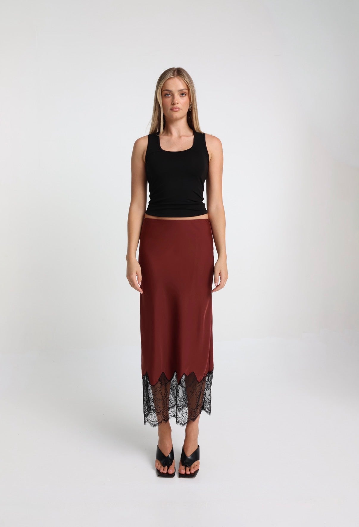 Luella Lace Maxi Skirt - Wine