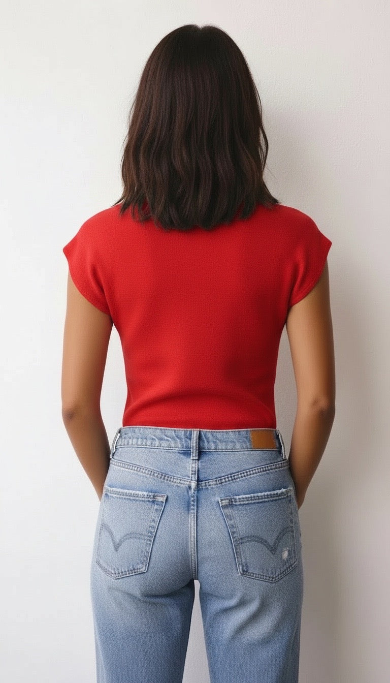 Renn Cap Sleeve Knit - Red
