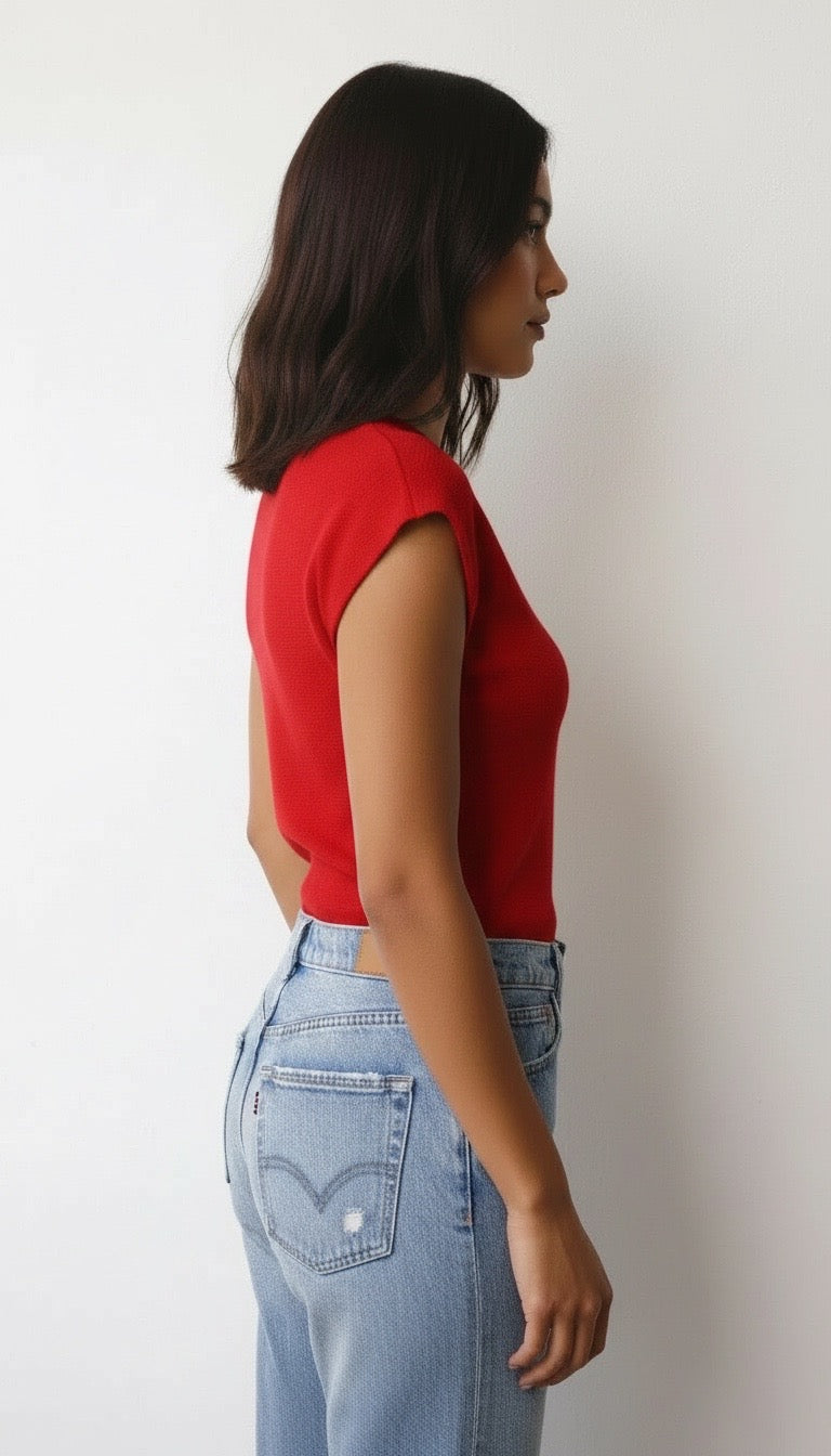 Renn Cap Sleeve Knit - Red