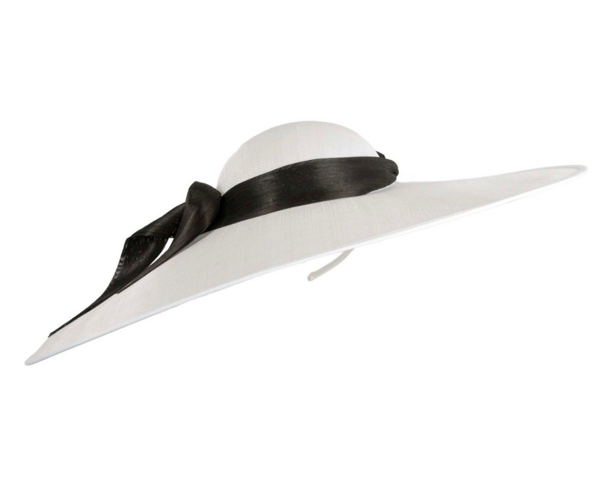 The Derby Hat - White with Black Bow