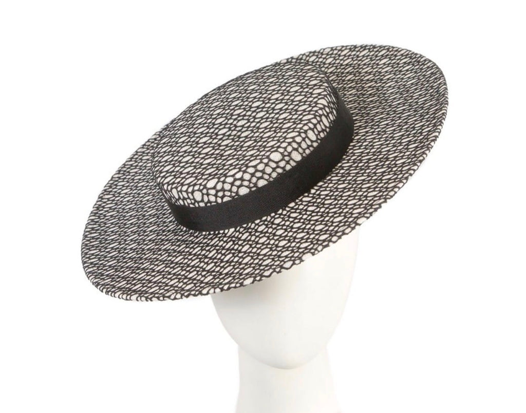 Adriana Boater Hat - Black & White