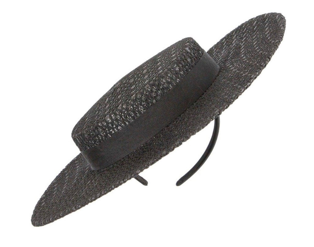 Adriana Boater Hat - Black