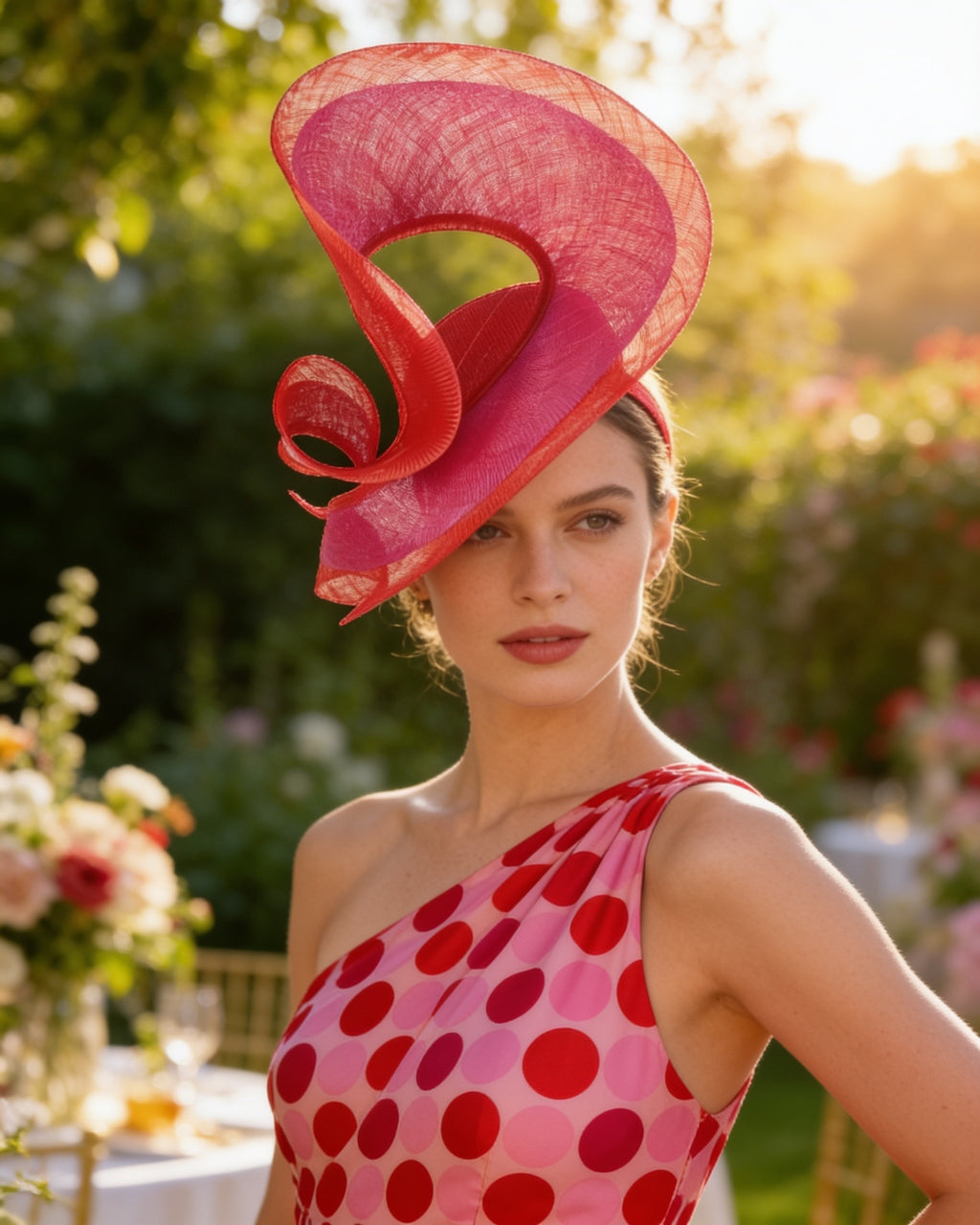 Willow Fascinator - Red & Fuchsia