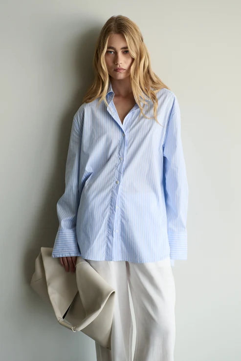 Florence Shirt - Sky Blue & White Stripe