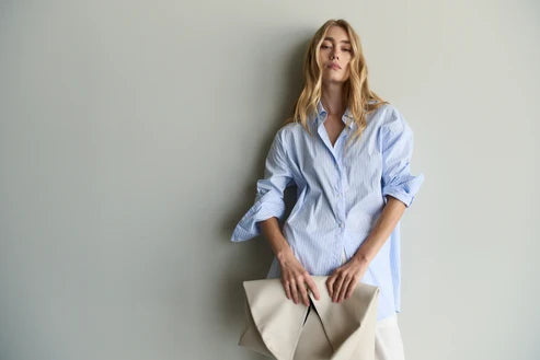 Florence Shirt - Sky Blue & White Stripe