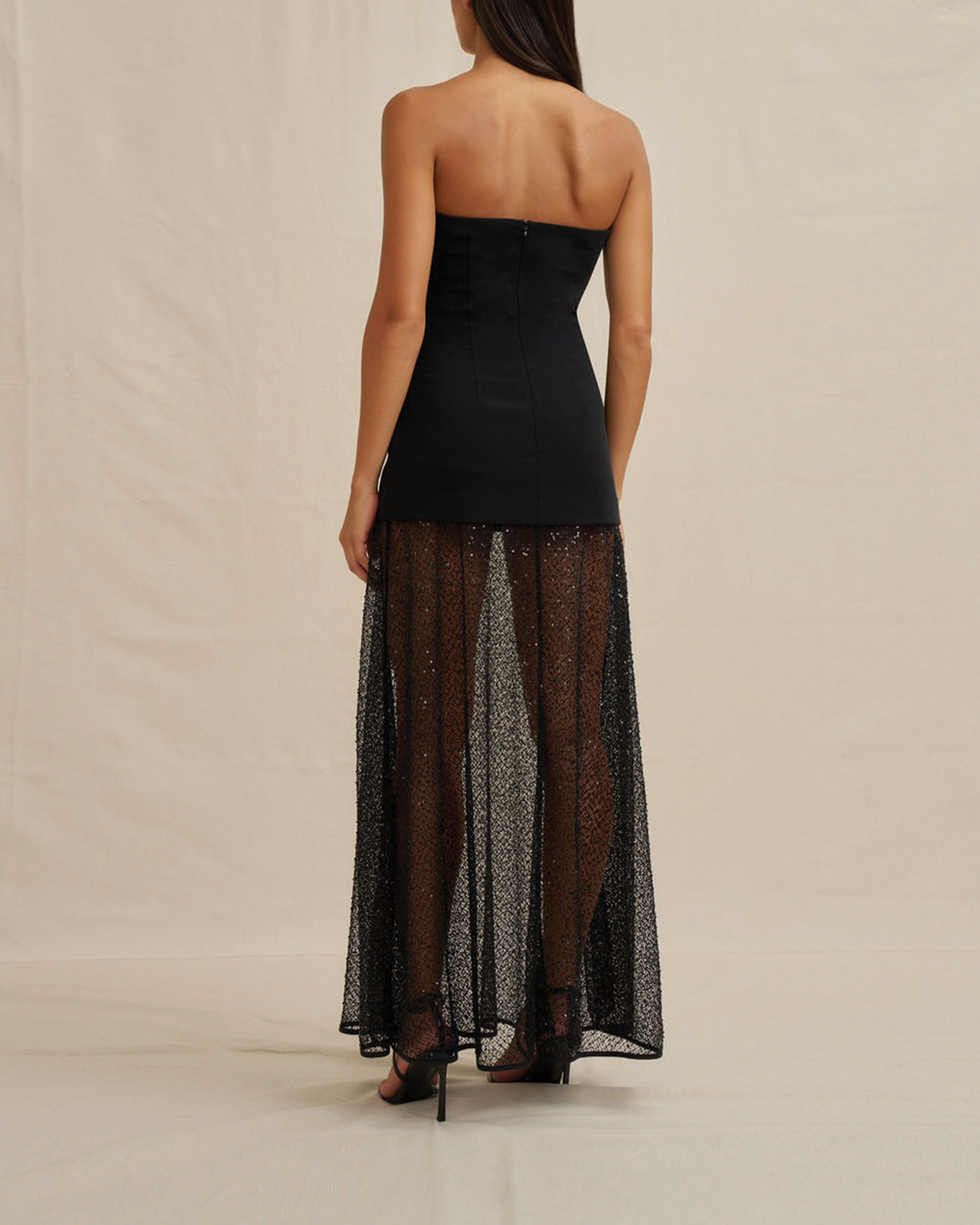 Noir Lace Black Strapless Dress