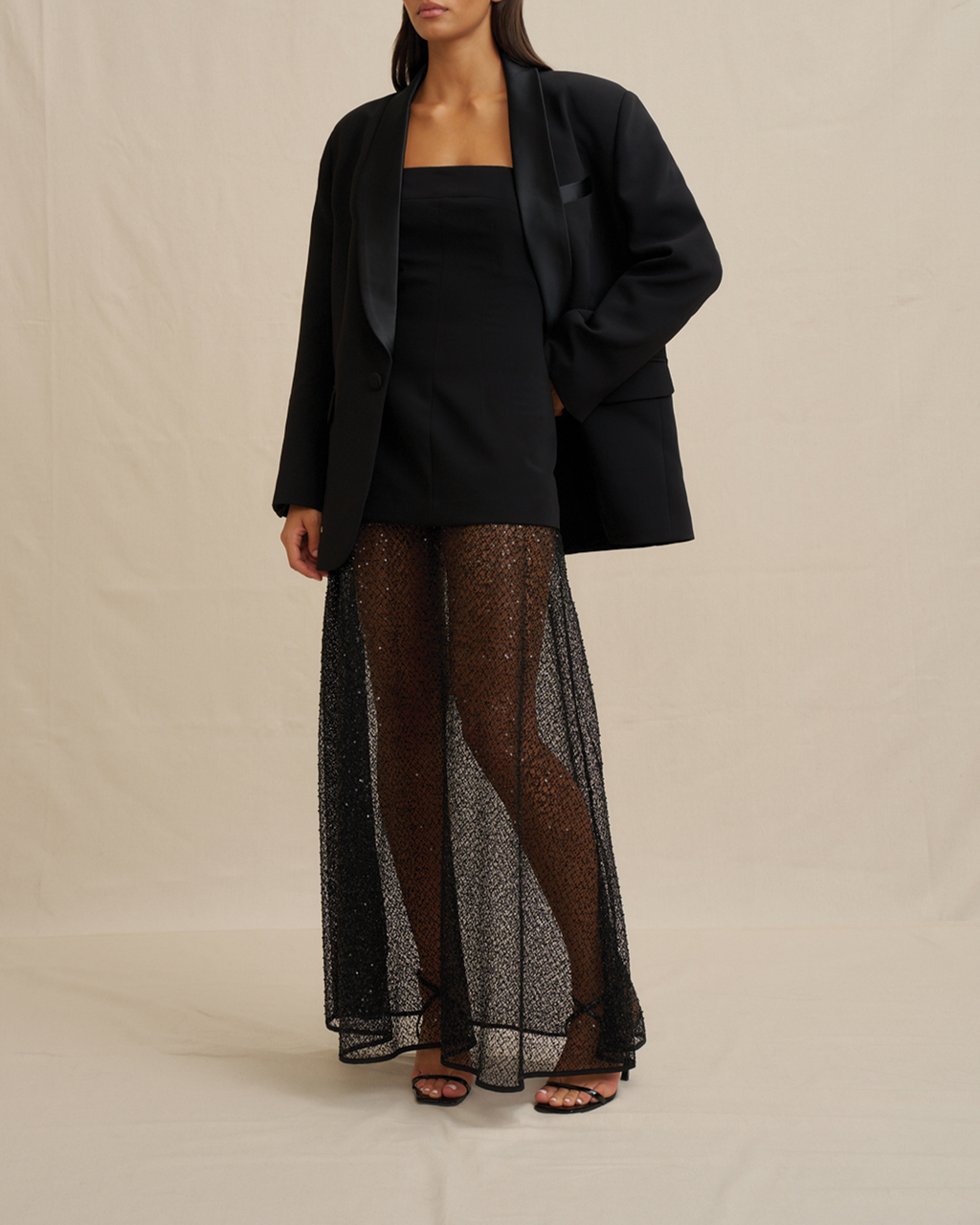 Noir Lace Black Strapless Dress