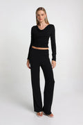 Opal Cowl Neck Top - Black