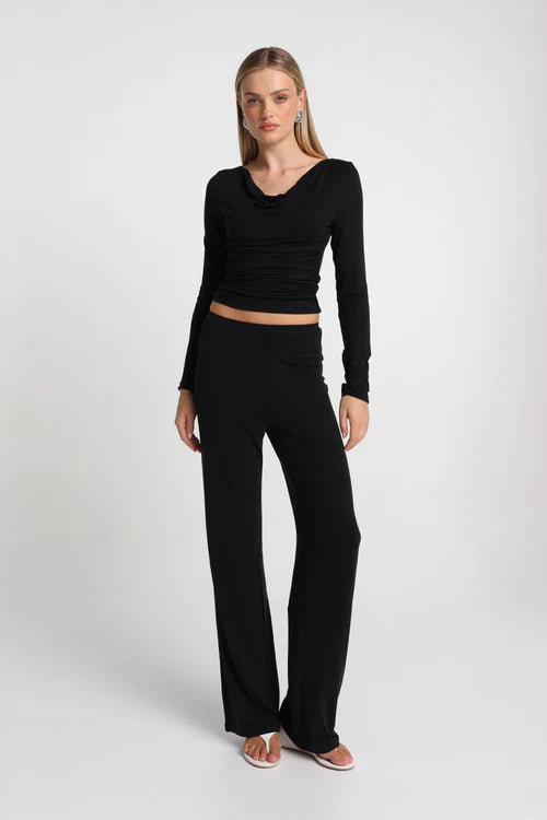 Opal Cowl Neck Top - Black