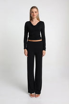 Opal Cowl Neck Top - Black