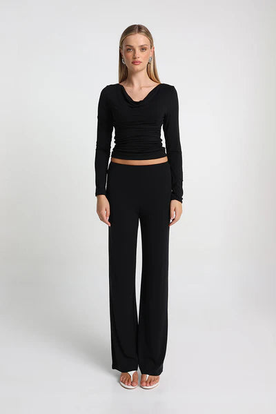 Opal Cowl Neck Top - Black