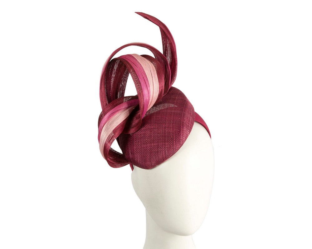 Miranda Pill Box Fascinator  - Wine, Fuchsia & Pink