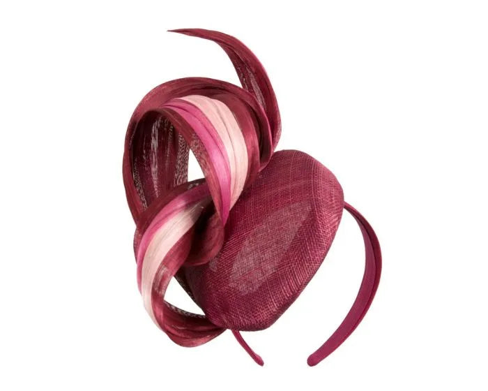 Miranda Pill Box Fascinator  - Wine, Fuchsia & Pink
