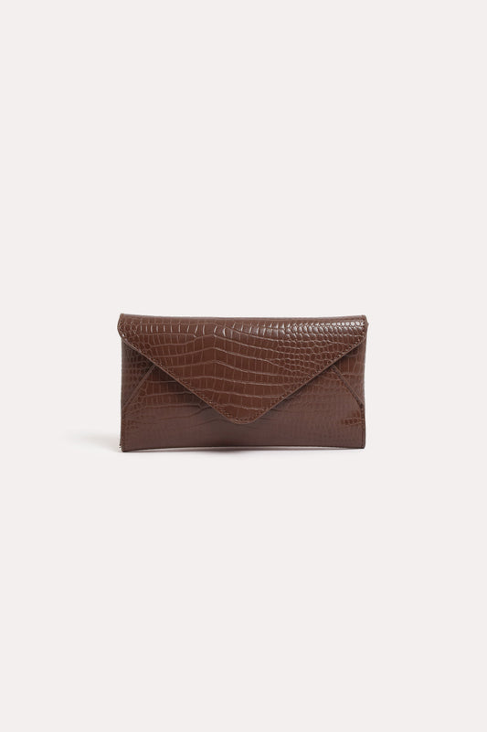 Maddie Envelope Bag - Chocolate Croc