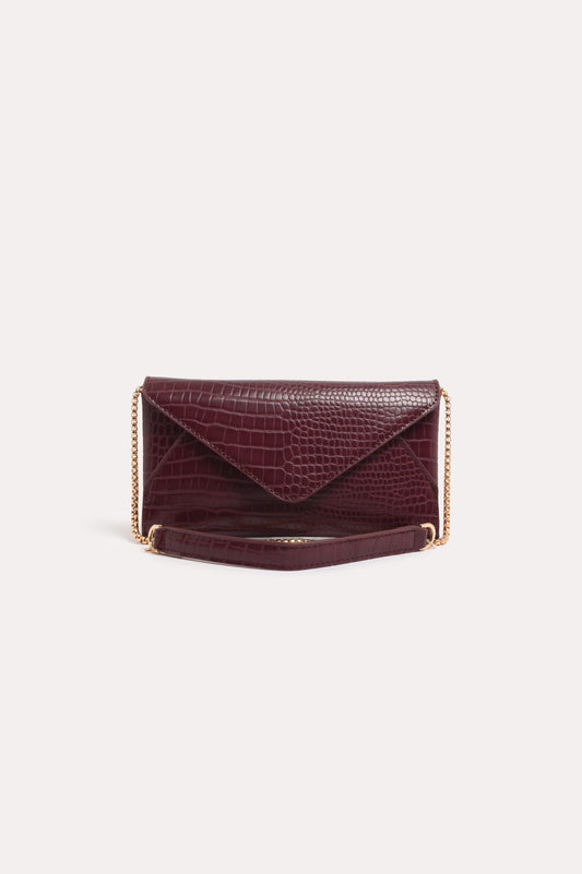 Maddie Envelope Bag - Plum Croc
